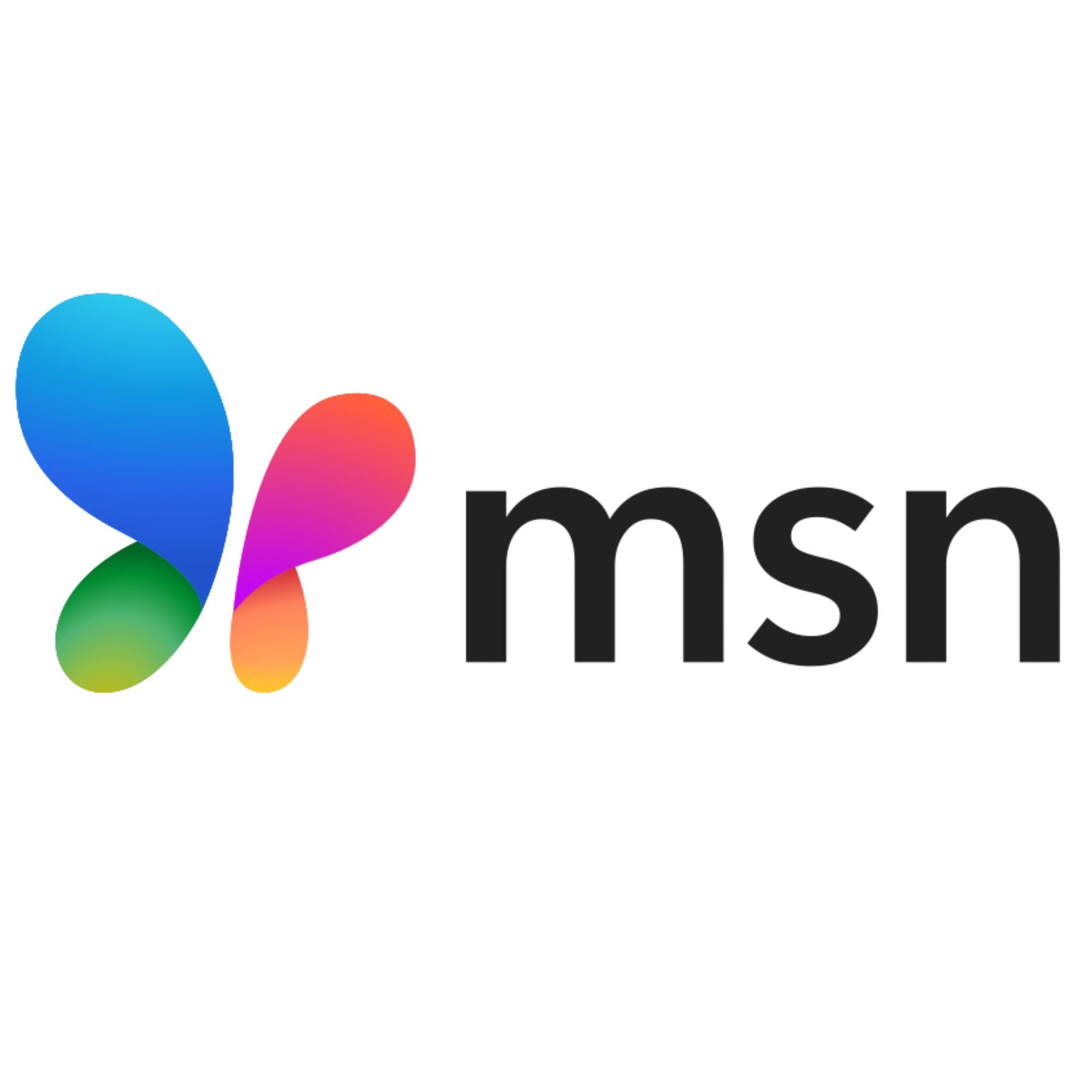 MSN logo with colorful butterfly-like design on a white background